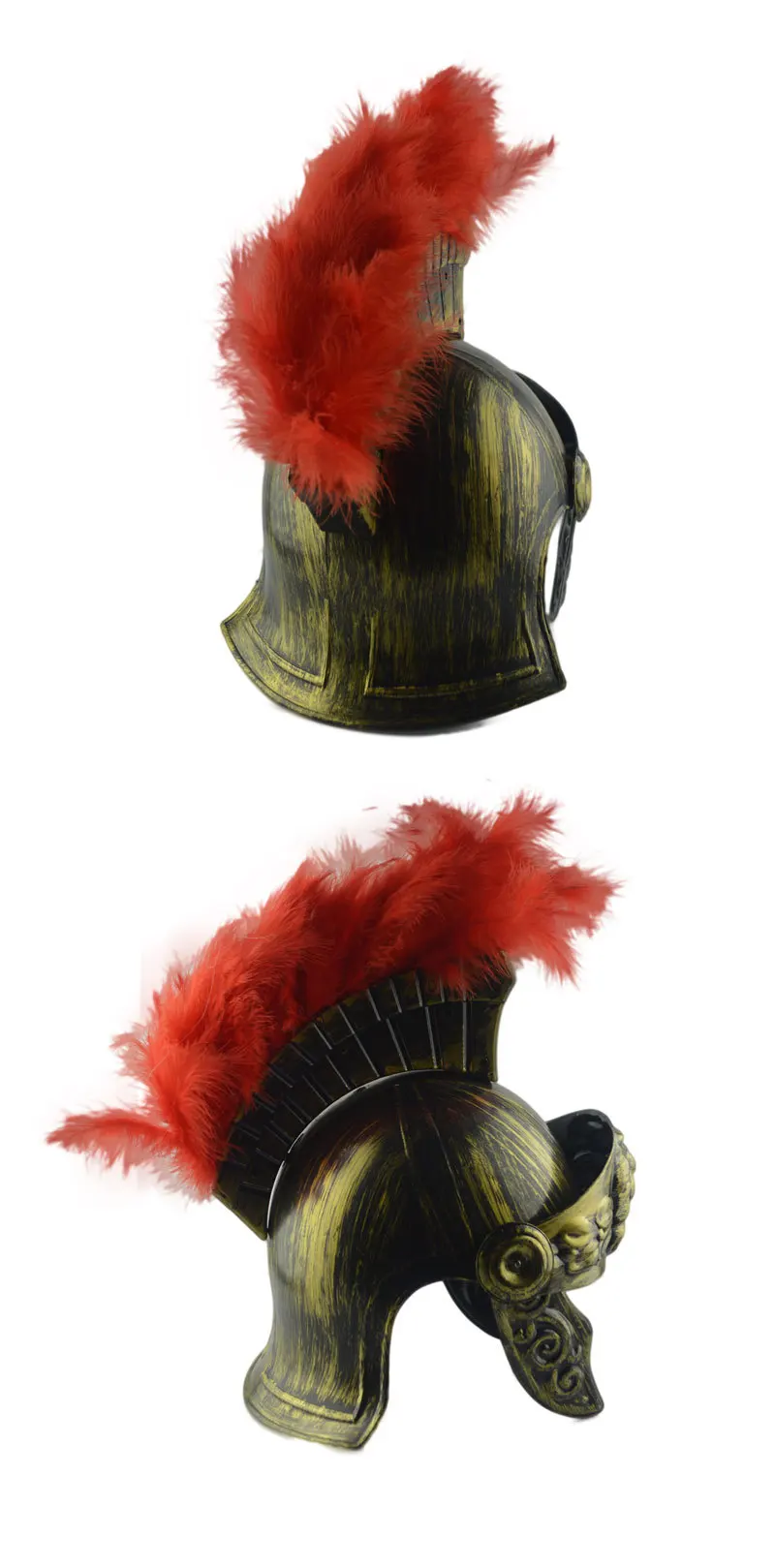 Plastic Samurai Helmet Sparta Hat Medieval Roman Retro Samurai Warrior Helmet Feather LION Cap