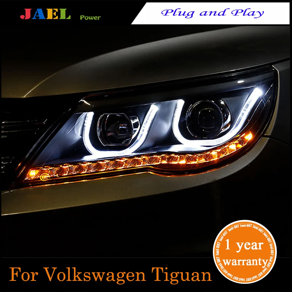 Светодиодный фонарь для Volkswagen Tiguan 2010-2012 светодиодные фары DRL ходовые огни Биксеноновые противотуманные фары