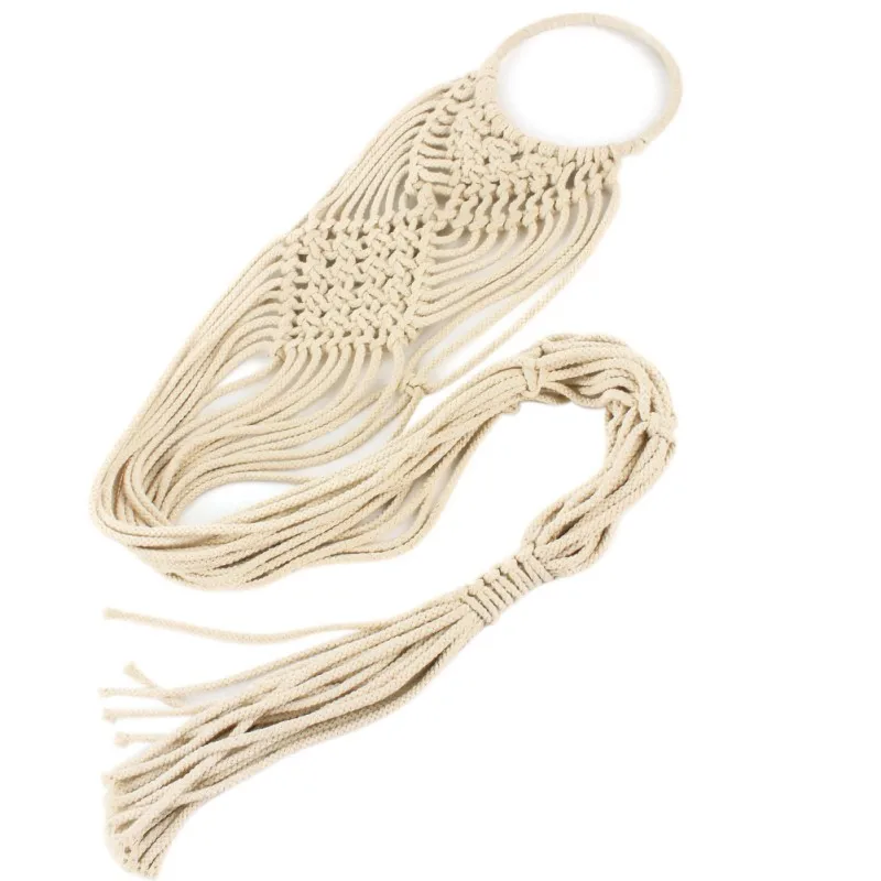 Gardening Green Plant Creative Concise Flowerpot Net Pocket Hand-woven Cotton Hemp Rope Net Bag（Only Sling）