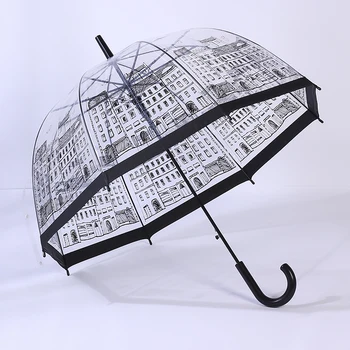 

Creative personality cute wind transparent umbrella umbrella rose long handle maple leaf mushroom princess umbrella rain women