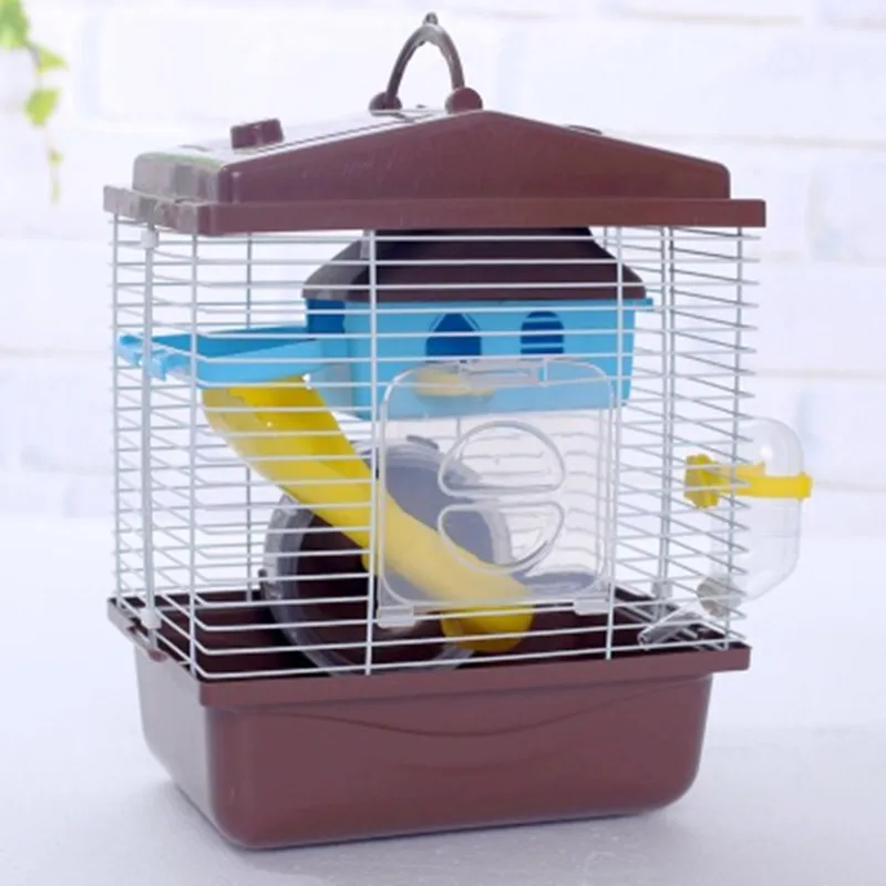 Темно-коричневый AsyPets клетка для домашних животных хомяк домик с прозрачным Skylight двухслойный дом для хомяка Золотой хомяк, домашнее животное - Цвет: Темно-коричневый