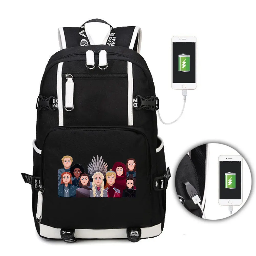 Игра престолов Mochila студентов USB зарядка Рюкзак Сумка дорожная школьная сумка повседневная сумка для ноутбука