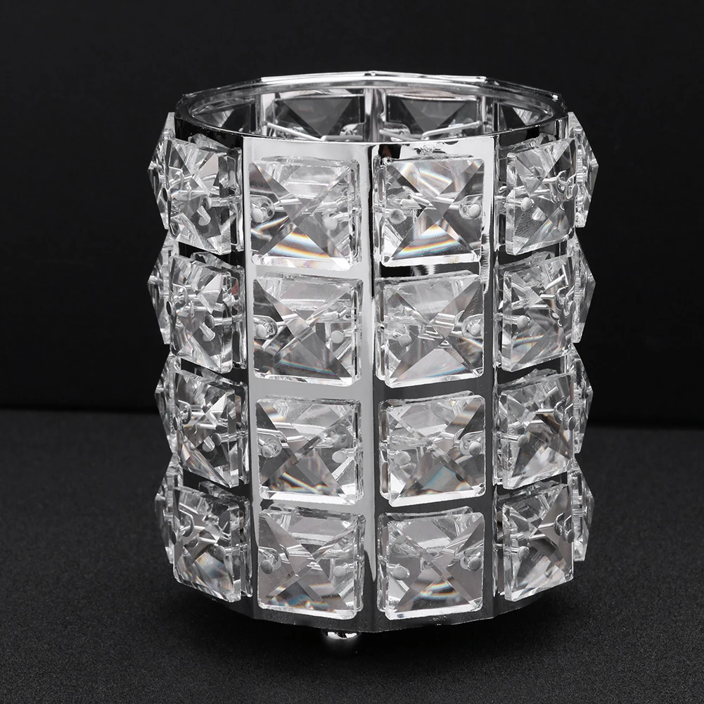 Silver Европейская Хрустальная металлическая кисть для хранения кистей, карандаш для бровей, органайзер для макияжа из бисера, хрустальные ювелирные изделия, канцелярские принадлежности для хранения - Цвет: Silver