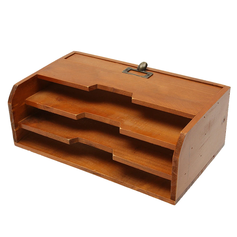 

Document Letter Rack Post Mail Paper Office Desktop Wooden Home Wall Mounted Storage Holder Grid File Vintage Card