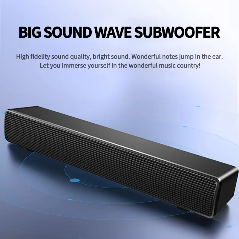 

Home stereo USB connection computer speaker bar long subwoofer music player 3D surround stereo woofer 3.5mm audio input PClaptop