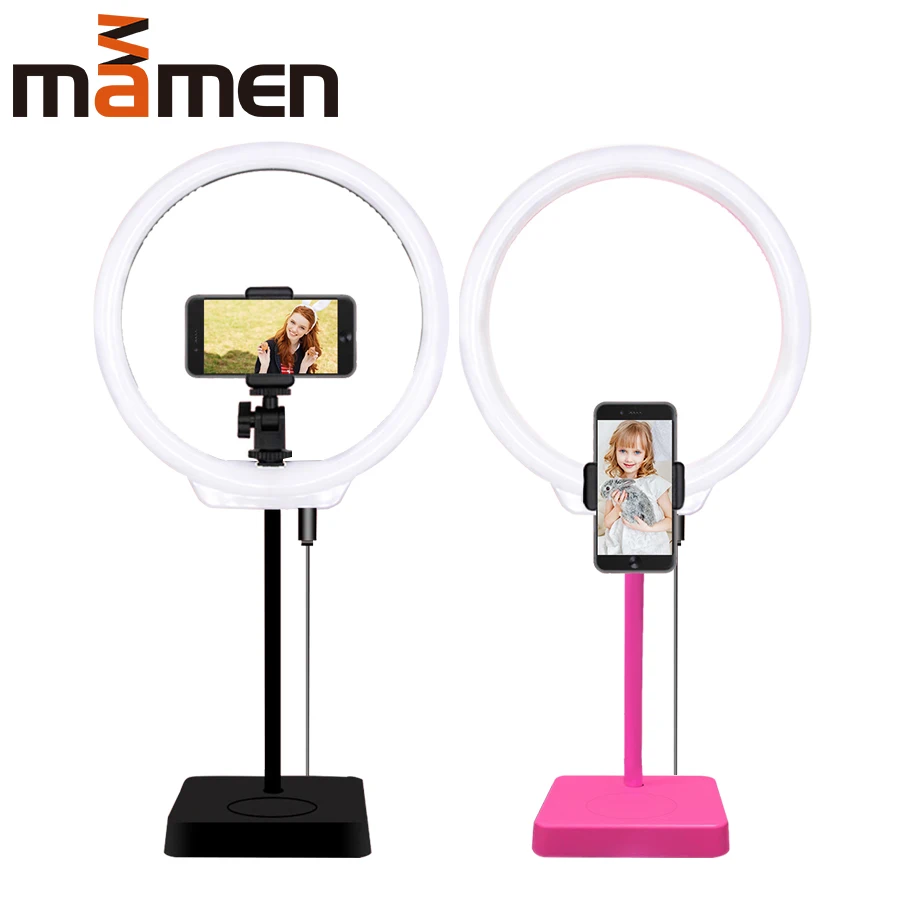 

MAMEN Dimmable LED Selfie Ring Light 8 inch On Camera lighting Photography Beauty Light For Youtube Live Phone Video Studio Kit
