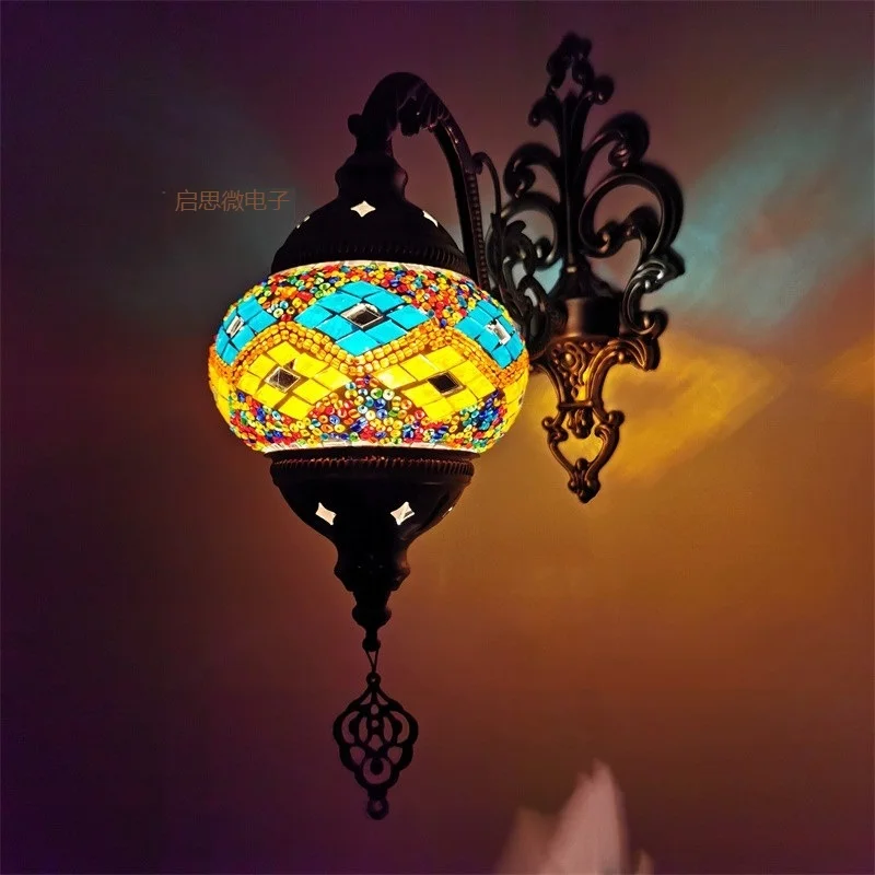 Новейший Средиземноморский стиль Арт Деко Турецкая мозаика настенный светильник ручной работы мозаичный стеклянный Романтический настенный светильник