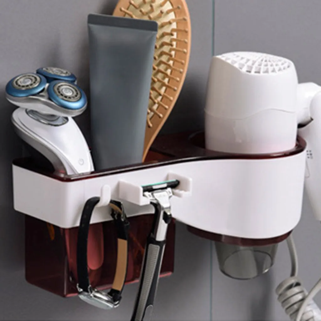 Настенный держатель для сушилки для волос пластиковый органайзер для ванной полки для шампуня зубная щетка полотенце подвесной Душ стойка