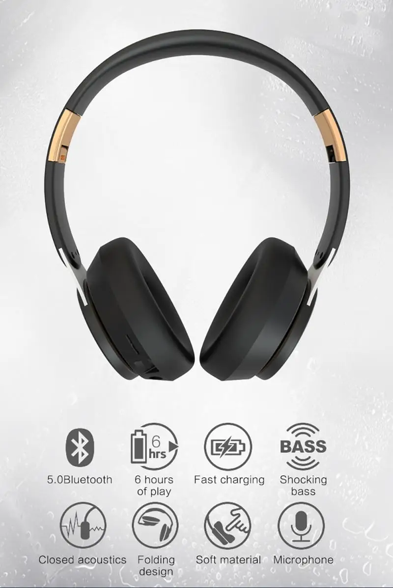 Headset Bluetooth Headset Bluetooth 5 0 Stereo Card Folding Metal Computer Wireless Headset For Computer PC Laptop Gaming