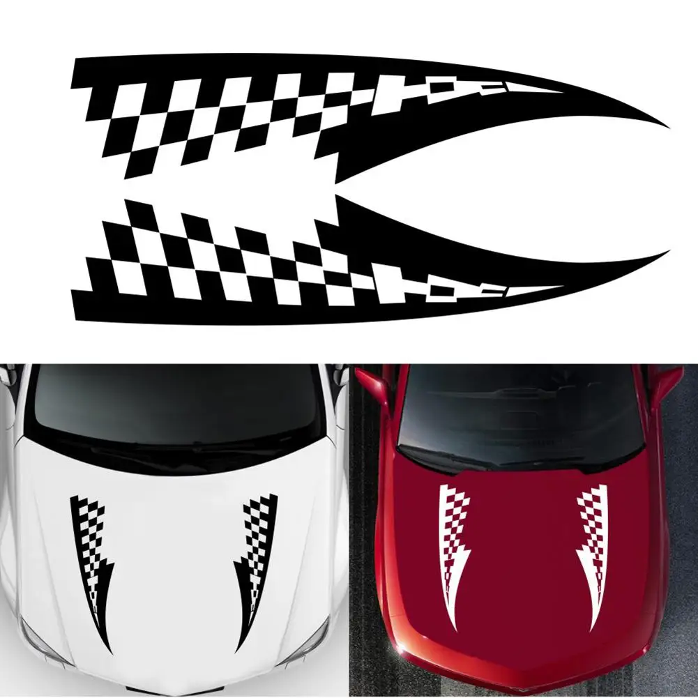 

50% HOT SALES!!! D-1055 2Pcs Car Vehicle Hood Cover Graphics Decal Plaid Styling Sticker Decor