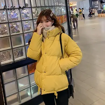 

Loose Casual Winter Women Outdoor Down Coat Solid Hooded Thermal Thicken Coat Girl Windproof Cotton Down Jacket Female Suit