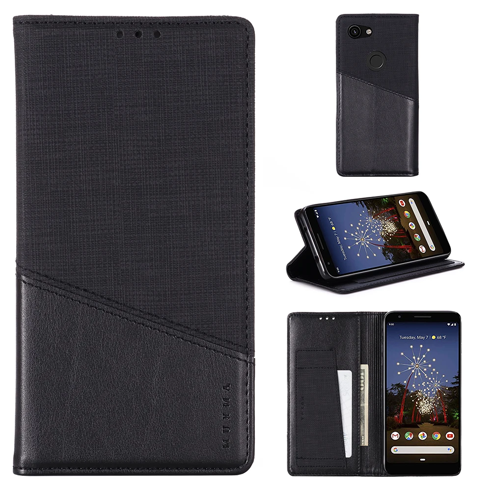 Black Чехол-книжка для Google Pixel 3XL, 3a, XL, роскошный чехол-кошелек из искусственной кожи с подставкой для телефона, чехол для Google Pixel 3, 3A, бизнес-Чехол - Цвет: Black