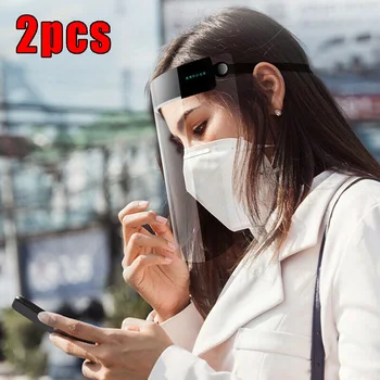 

2*Safety Protective Splash Proof Full Head-mounted Clear Face Eye Shield Screen For Prevent Shocks And Chemical Hazards