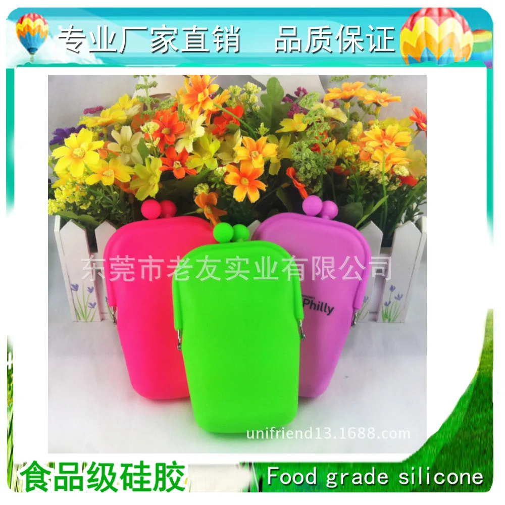 

Rainbow Candy-Colored Silica Gel Clutch Cute Silicone Phone Bag Cosmetic Bag Key