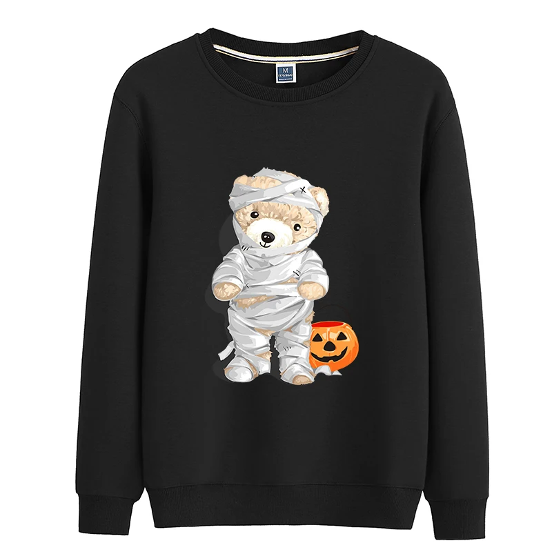 

100% Cotton Halloween Bear Hoodie Women Winter Long Sleeve Sweatshirt Loose Pullover Oversized Hoodie Men's And Women's Top 4XL