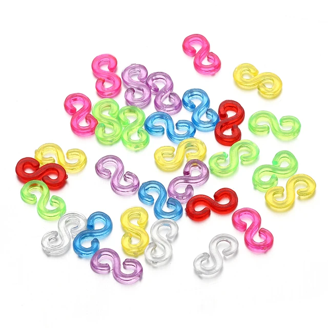 100pcs Transparent Loom Rubber Bands Kits Acrylic C Clips S Clips For DIY Loom  Band Bracelet