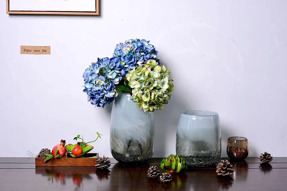 Colored Ice crack art Glass Vase for wedding decoration home decor Tabletop vases for flowers Styling of mermaid terrarium