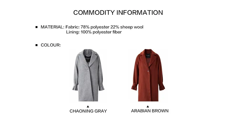 Metersbonwe Women Woolen Coat outerwear winter clothing Flare Sleeve Coat fashion warm woolen blends female elegant coat