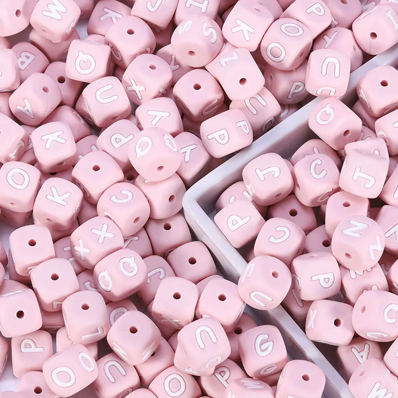 New 100pc Alphabet Silicone Chewing Beads For Teething Necklace Food Grade BPA Free Letter DIY Baby Name Baby Teether