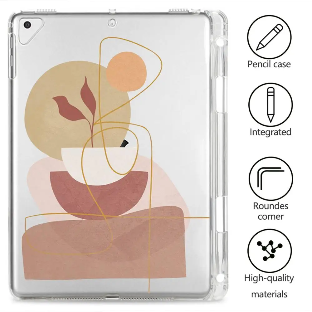 

IPad 2 3 4 Case With Pen Slot Fun Graffiti Transparent Soft Cover iPad Pro 5th 6th Generation 9.7 10.2 11 12.5in Mini 1 2 3 4 5