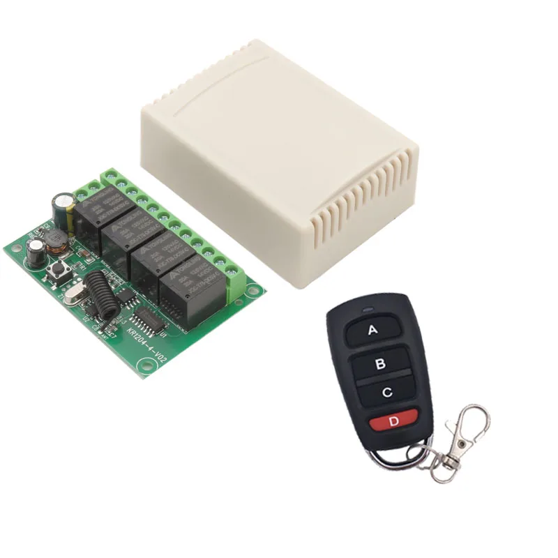 DieseRC Interruttore Remoto Wireless 4 Canali - Ricevitore 433Mhz DC 12V/24V Con 2 Telecomandi - Per Luci, Garage, Motori - Foto 2