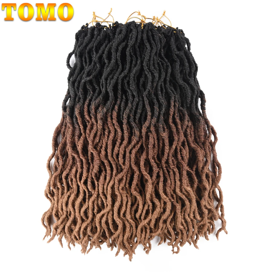 TOMO Ombre Faux Locs Curly вязанные крючком волосы для женщин 24 пряди блонд крючком косички богиня Locs 18 дюймов синтетические плетеные волосы