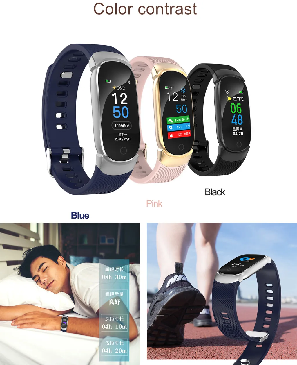 

Smart Watch Blood Pressure Oxygen Heart Rate Monitor Fitness Sport Bracelet Band Ip6 Waterproof For Ios For Android #20