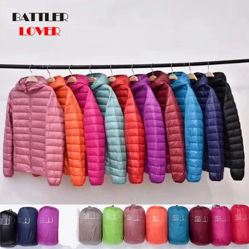 2019 New Ultra light duck down jackets women Hooded winter coat female Long Sleeve Warm Slim jacket lady Clothing Big Size S-6XL