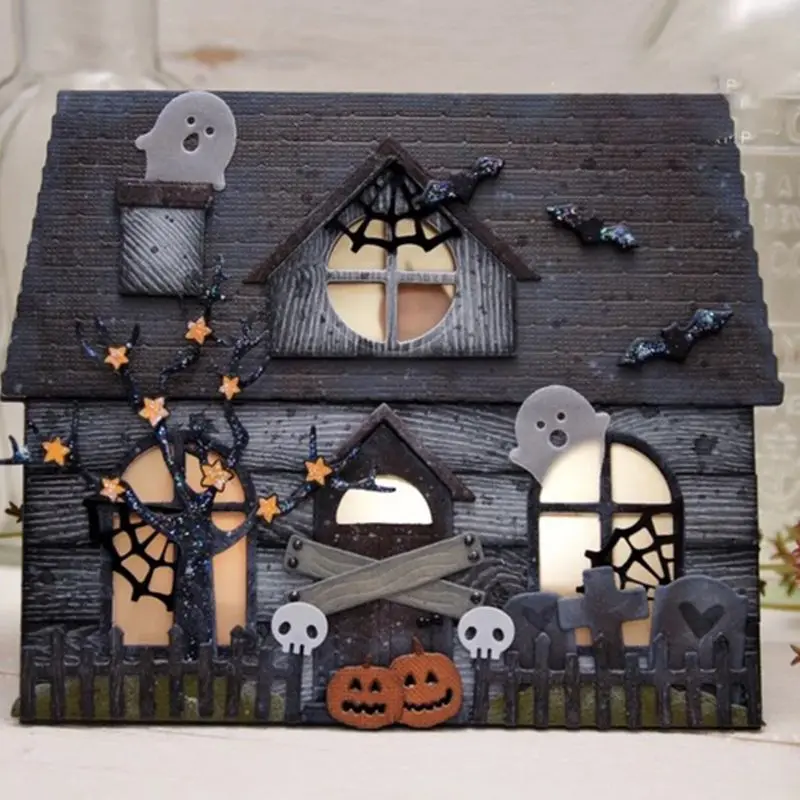 

DIY Halloween House Cutting Dies Embossing Stencil Template for Scrapbooking Paper Card Making Decorations