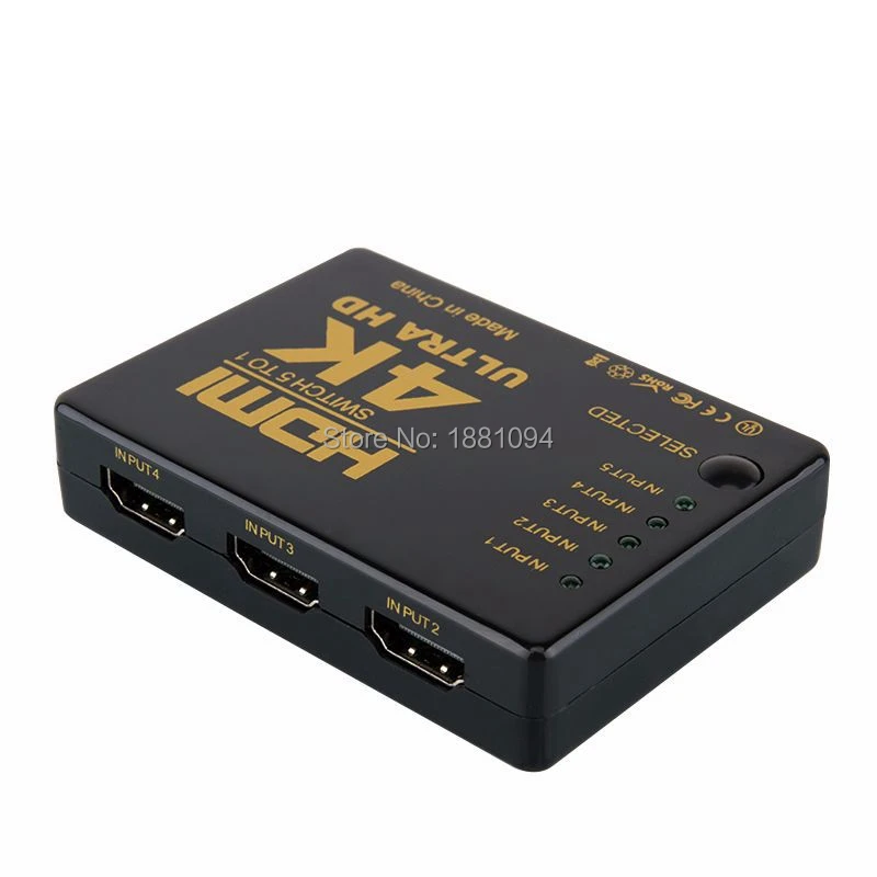 10 шт./лот Rovtop мини-Коммутатор HDMI 4K HD1080P 5 переключатель порта hdmi селектор сплиттер с концентратором ИК-пульт дистанционного управления для HDTV DVD