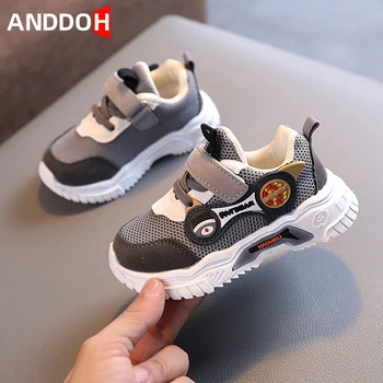 

Size 21-30 Baby Breathable Hook Loop Net Shoes Anti-slippery Sneakers for Girl Boy Wear-resistant Sneakers Children Casual Shoes