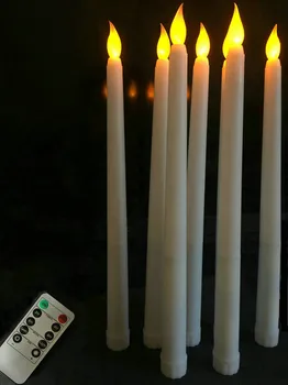 

120pcs/lot remote controlled 28cm Led battery powered flameless LED taper candle lamp candlestick wedding table Bar Decor-AMBER