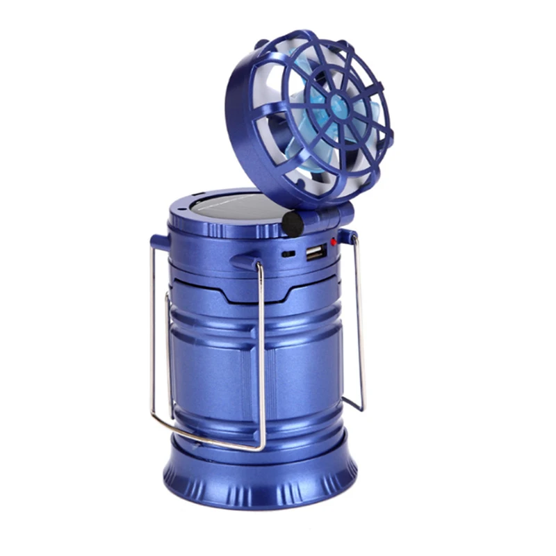 

Camping Light Solar Rechargeable Independent fan switch Multi-function LED Table Lamp Flashlight