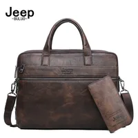 JEEP BULUO męska teczki torby dla 13.3 "Laptop człowiek biznesowa torba na ramię torebki wysokiej jakości skórzane biurowe czarny 1