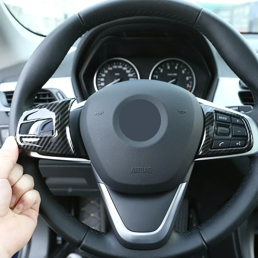 Abs Chrome Wheel Steering Pulsante Di Copertura Trim Per Bmw X2 F47 2018-2019 In Fibra Di Carbonio Per Bmw Serie 2 218I F45 F46 X1 F48 2016-2019