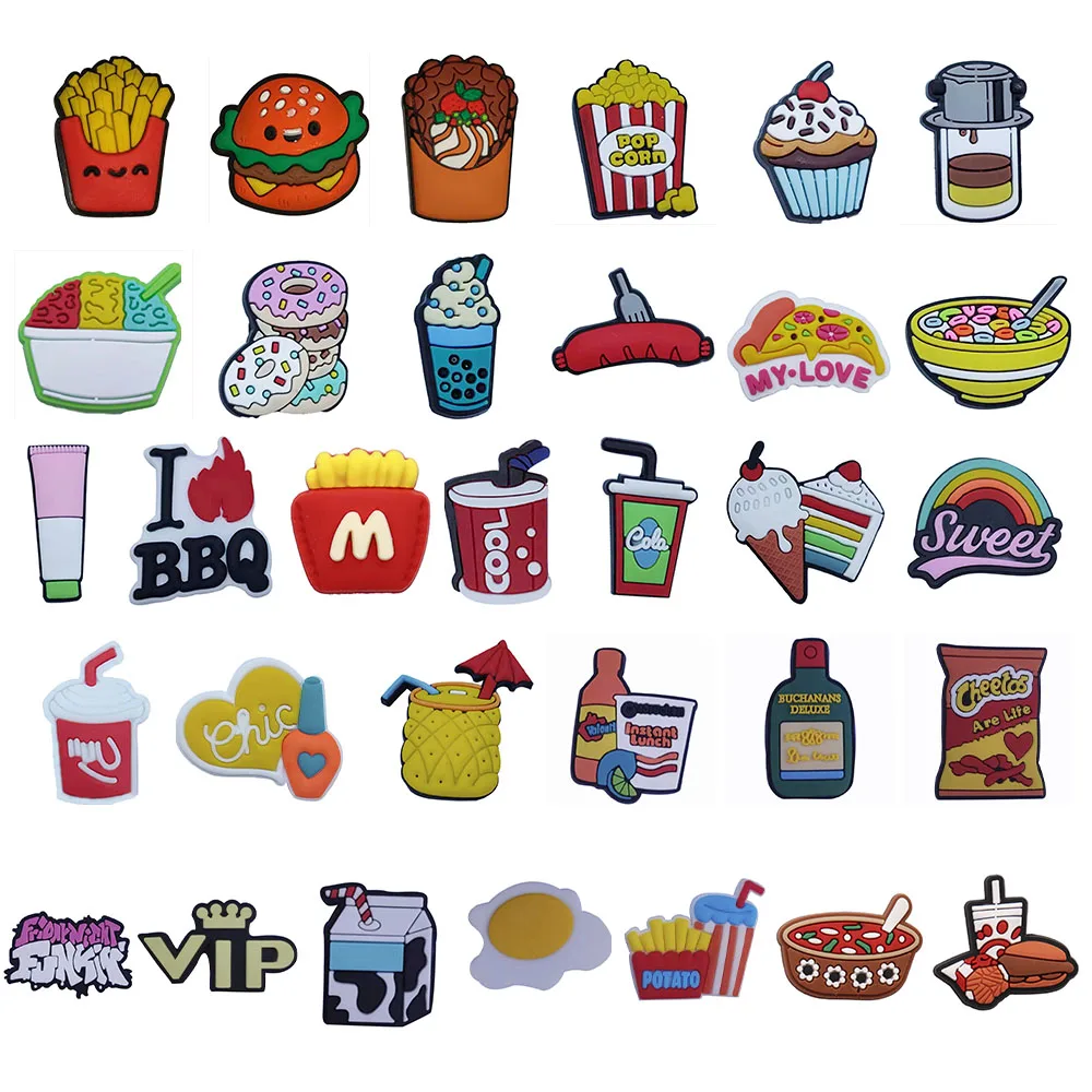 Food Hamburger Fries Shoes Decorations Buckle Charms Accessories 