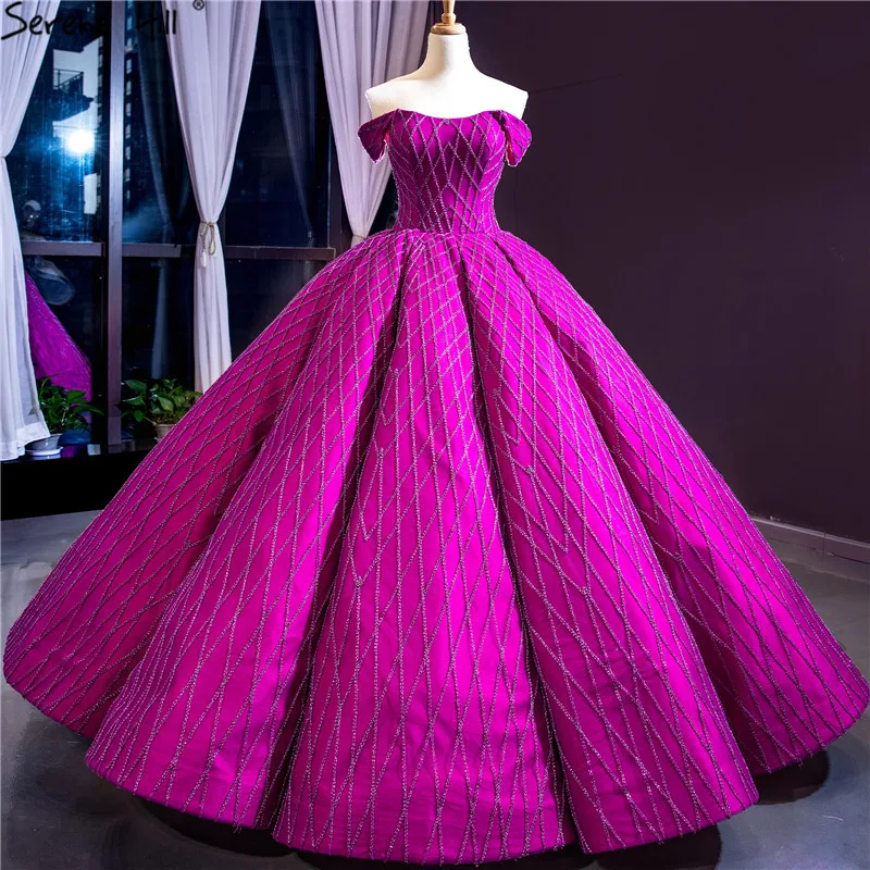 Rose Off Shoulder Sexy Wedding Dresses Sleeveless Beading Lace Up Bridal Gowns Real Photo HM66869 Custom Made CHM66869