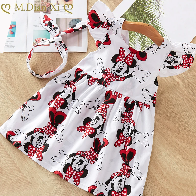 Girl Dress Printing Minnie Birthday Baby Kids New Cartoon Pattern Summer Female