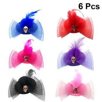 

6Pcs Halloween Hairpin Halloween All Saints Skull Bowknot Cosplay Hairpin Hair Ornament Accessories Decoration