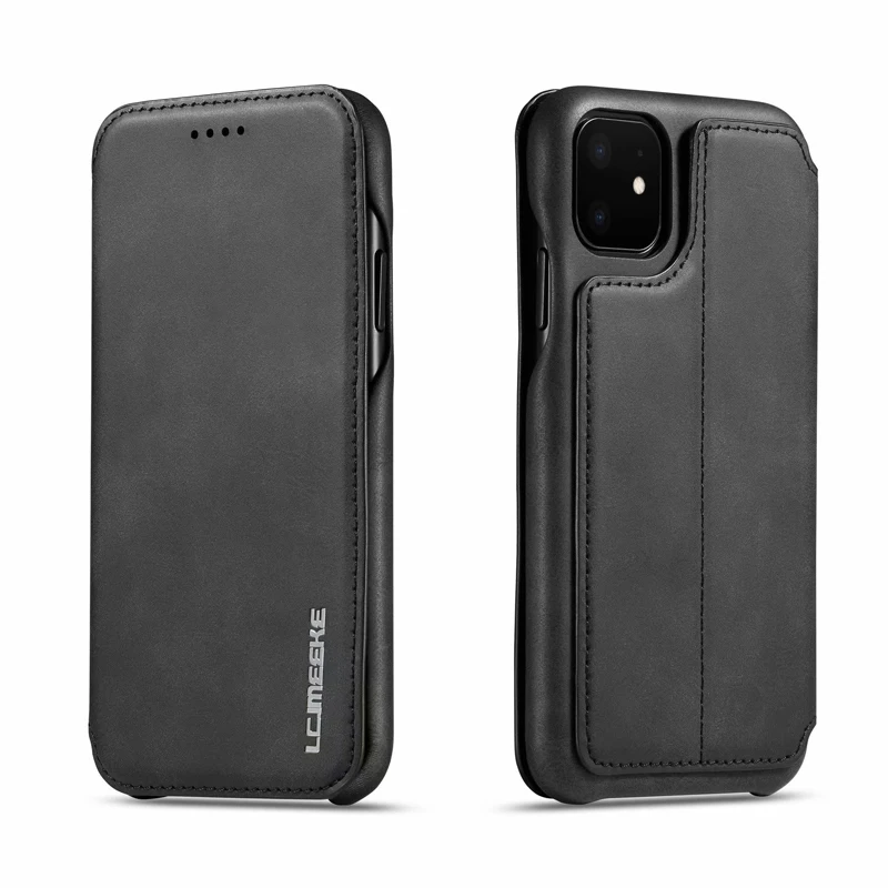 Black Чехол из натуральной кожи с откидной крышкой для iPhone 11 Pro Max 11Pro, слот для карт, Магнитная Крышка для iPhone 11 Pro Max, держатель для подставки, чехол - Цвет: Black