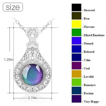 

Heart Color Change Mood Ring Emotion Feeling Temperature Rings Necklace Women