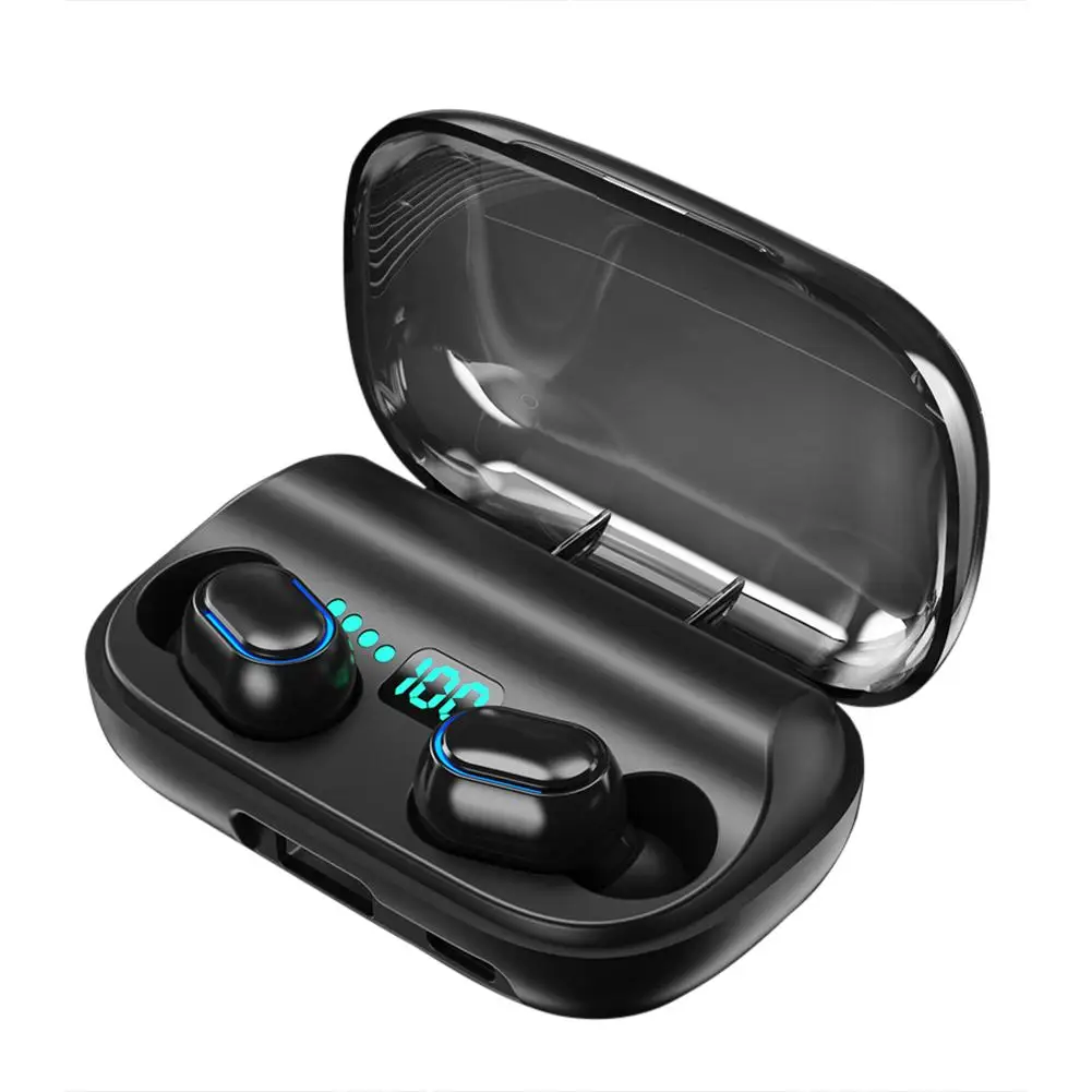 Bluetooth Earphone TWS 9D Stereo Wireless Earbuds Sport IPX7 Waterproof Fingerprint Touch Headsets 2000mAh Chaging Box With Mic