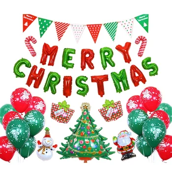 

Merry Christmas Banner, Christmas Decorations Balloon Kit - Merry Christmas Santa Claus Xmas Tree Snowman