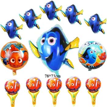 

13pcs/lot mixed style clown fish Nemo Dory balloon large dory hand cheering Nemo party balloons for kid birthday balloons