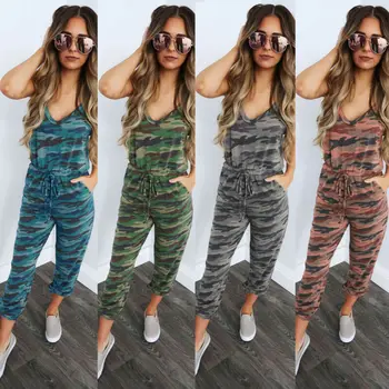 

Women Sports Workout Bandage Playsuit Pants Camo Gym Jumpsuit Rompers Suit