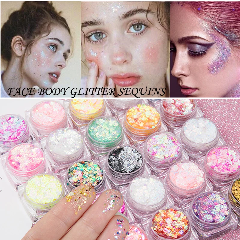 Body Art Sequin Glitter Gel Women Colorful Party Shining Face Eye Lip