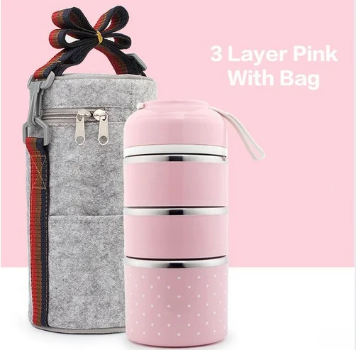 

3 Layers 304 Stainless Steel Japanese Food Insulation Lunch Box Children Picnic Office Staff School Food Container Kitchen Table