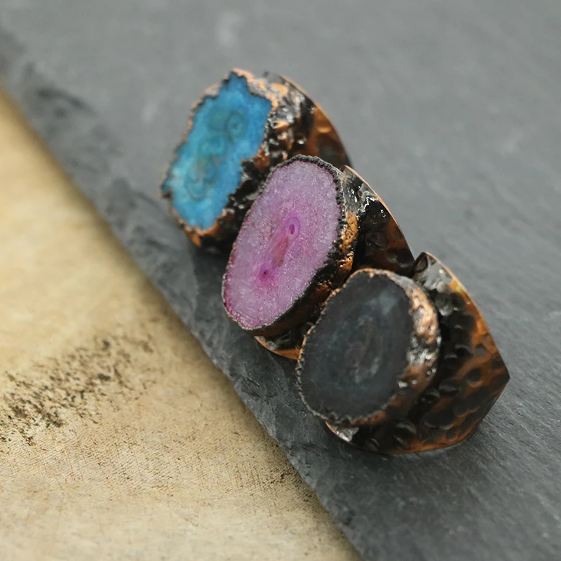 

EDOTHALIA Trendy Natural Stone Face Open Ring Unshape Unique Ring Gift