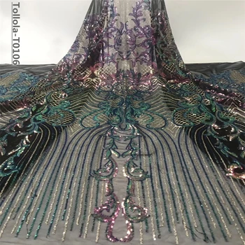 

African Lace Fabric 2019 High Quality French Sequins Lace Fabric new design Nigerian Lace Fabric Embroidery Wedding Lace