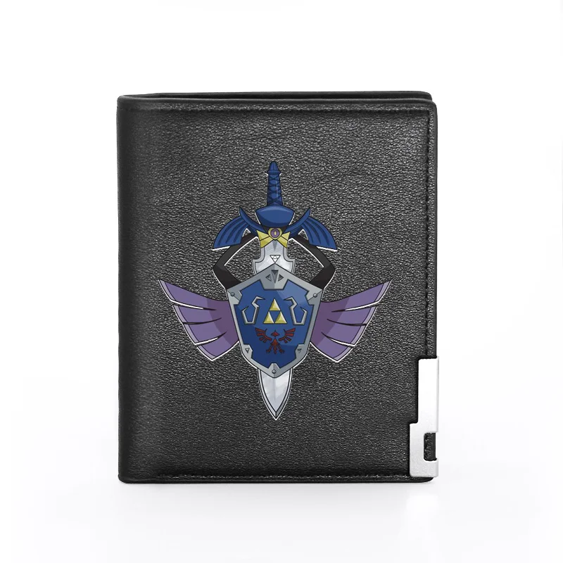 

Cool The Legend of Zelda Design Printing Brown Leather Wallet Men Bifold Credit Card Holder Short Purse Male